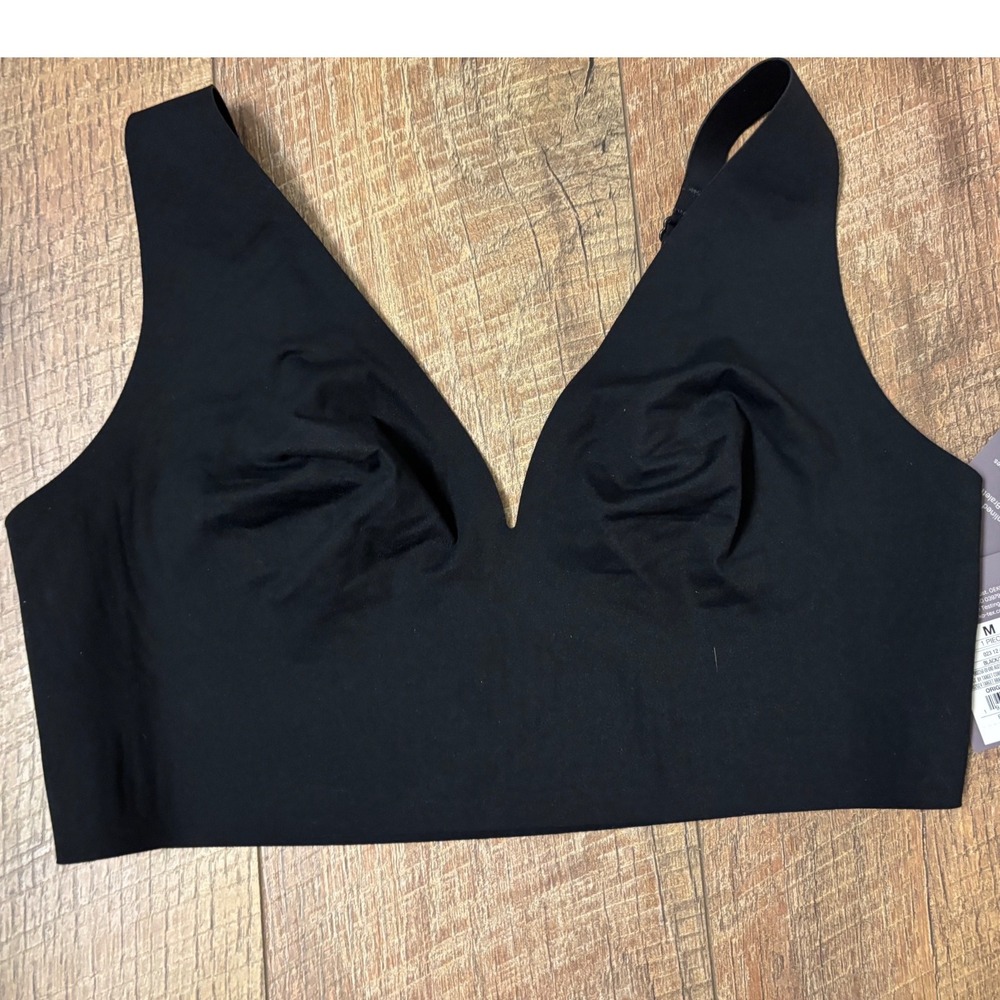 Auden luxury Size Medium V-Neck Bralette Womens Black unlined NWT 34C-36C